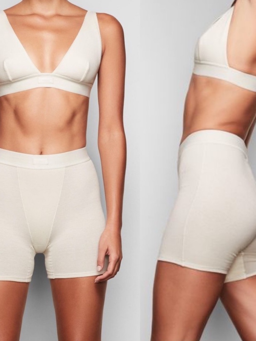 Excellent Condition Skims COTTON RIB BOXER IN BONE Size: XS (size tag missing)